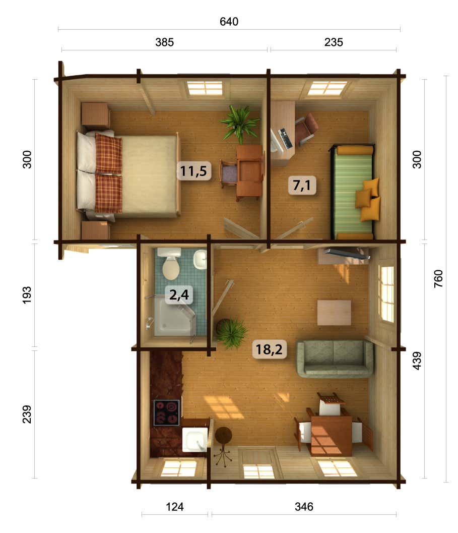 Palmako Gartenhaus Emily 39,2 m² aus Holz Gartenhaus mit 70 mm Wandstärke Holzhaus Fußboden inklusive Blockbohlenhaus Satteldach