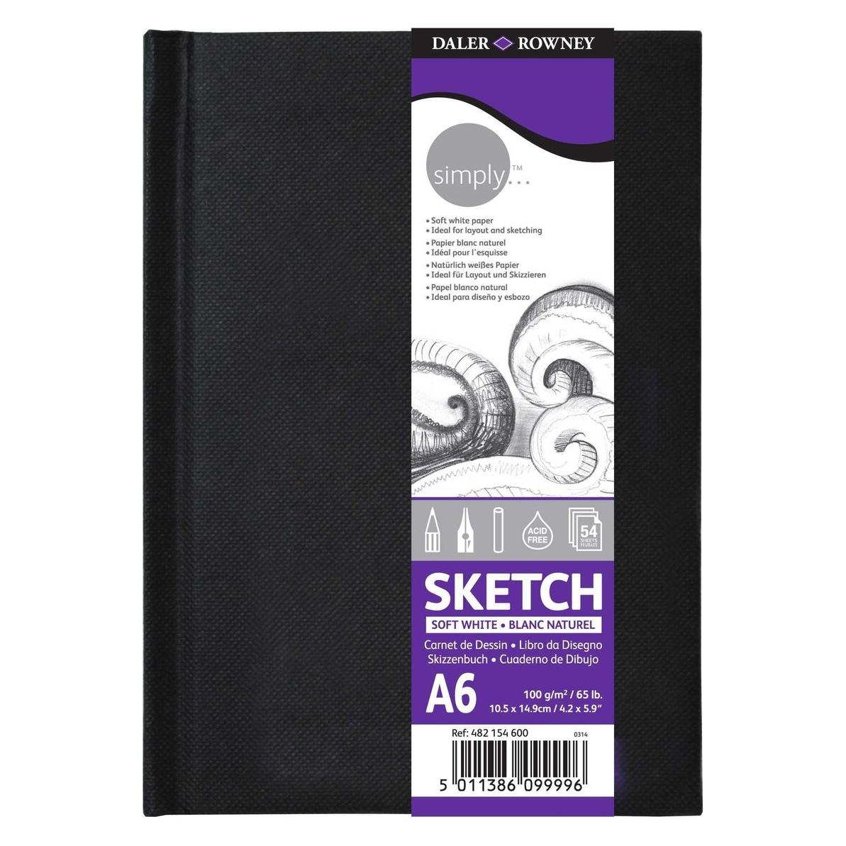 Daler-Rowney DALER ROWNEY Simply Skizzenbuch, Format 10,5 x 14,8 cm, 54 Blatt Papier mit 100 g/m² feiner Körnung (A6, Harter Einband) (D482154600)