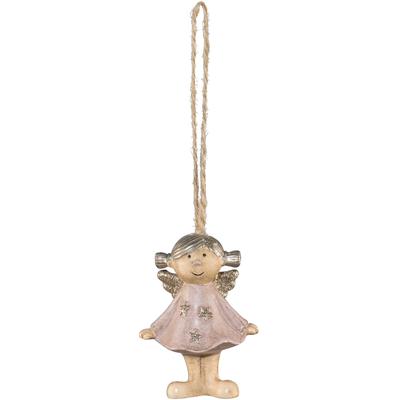 Baumbehang CREATIV DECO "Weihnachtsdeko, Christbaumschmuck", rosa, B:5cm H:7cm T:3cm, Polyresin (Kunststein), Dekohänger, Engel, mit liebevollen Details