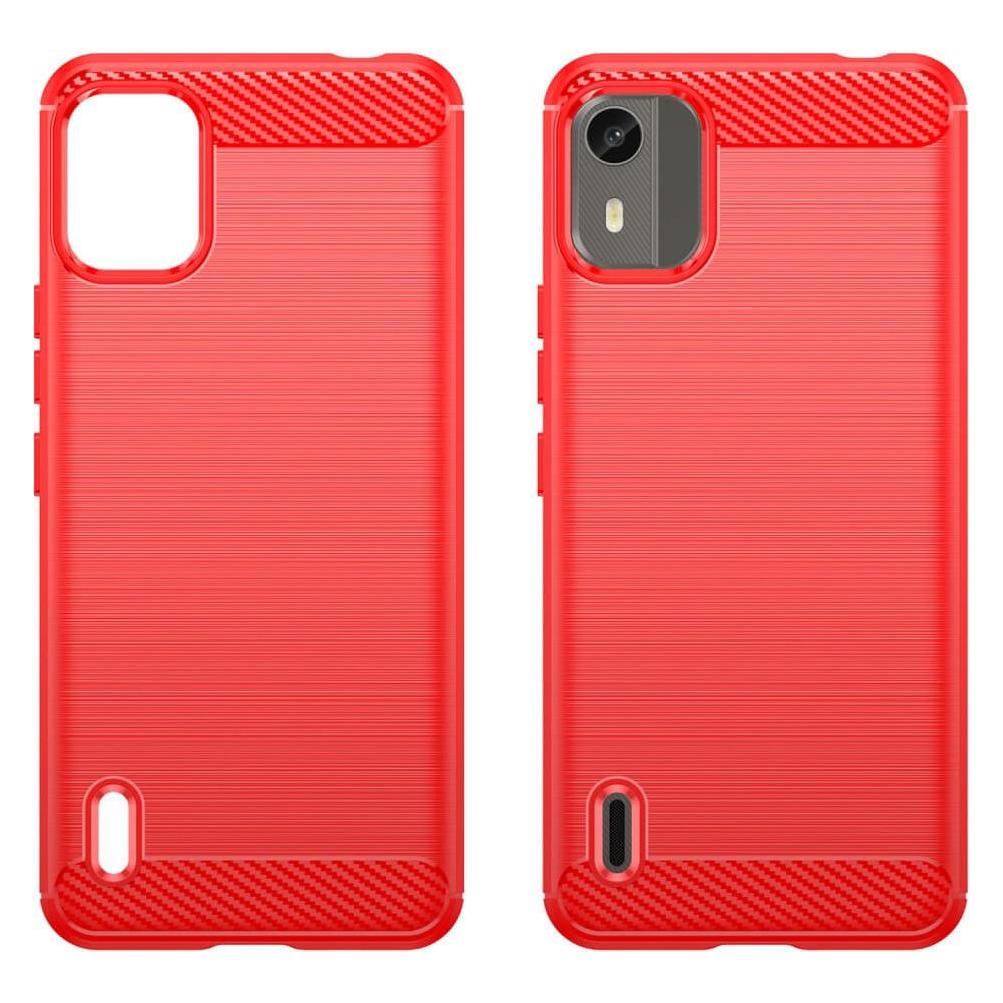 Cover-Discount Nokia C12 - Metall Carbon Look Hülle rot (Nokia C12) (660141271C)