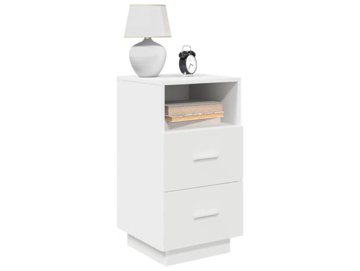 HEFZGDB Nachttisch mit 2 Schubladen Weiß 36x36x68 cm Holzwerkstoff Nachtschrank mit offenem Fach Stauraum
