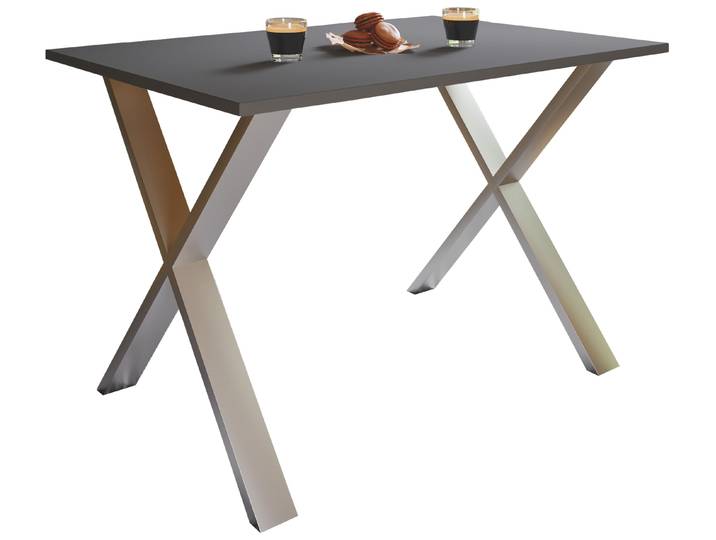 Esstisch VCM Premium Holz Esstisch Tisch Xona X Weiß , schwarz (silber, anthrazit), B:140cm T:50cm, Tische, Esstisch