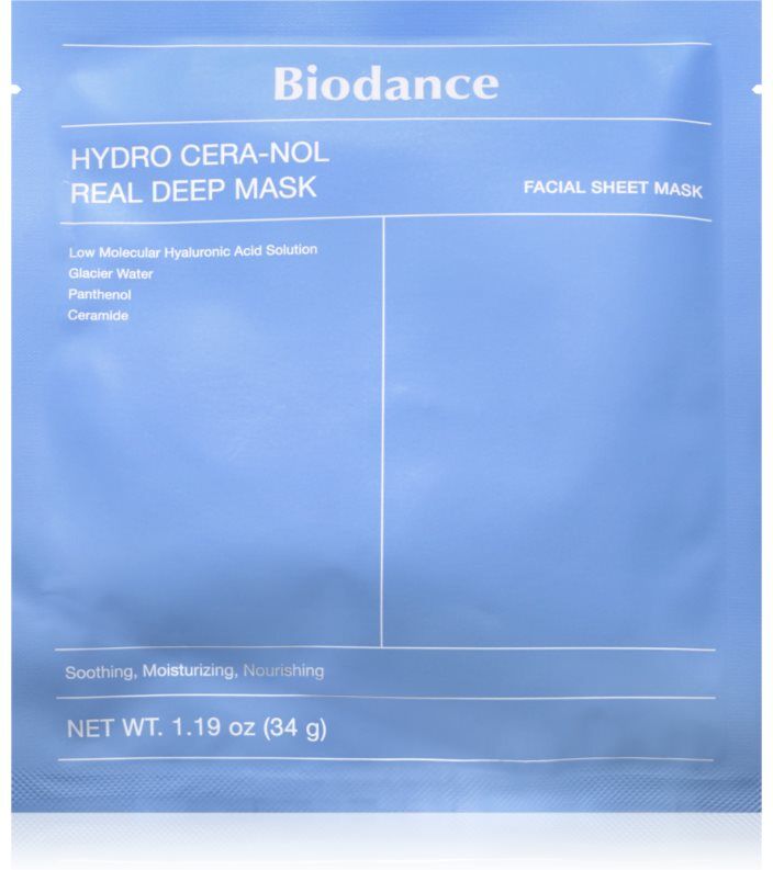 Biodance Hydro Cera-nol Real Deep Mask feuchtigkeitsspendende Gesichtsmaske mit beruhigender Wirkung 34 g