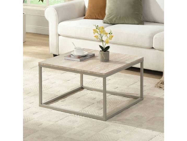 Table basse BACOOC opt. carrée 60 x 36 x 60cm Beige/Imitation Travertin