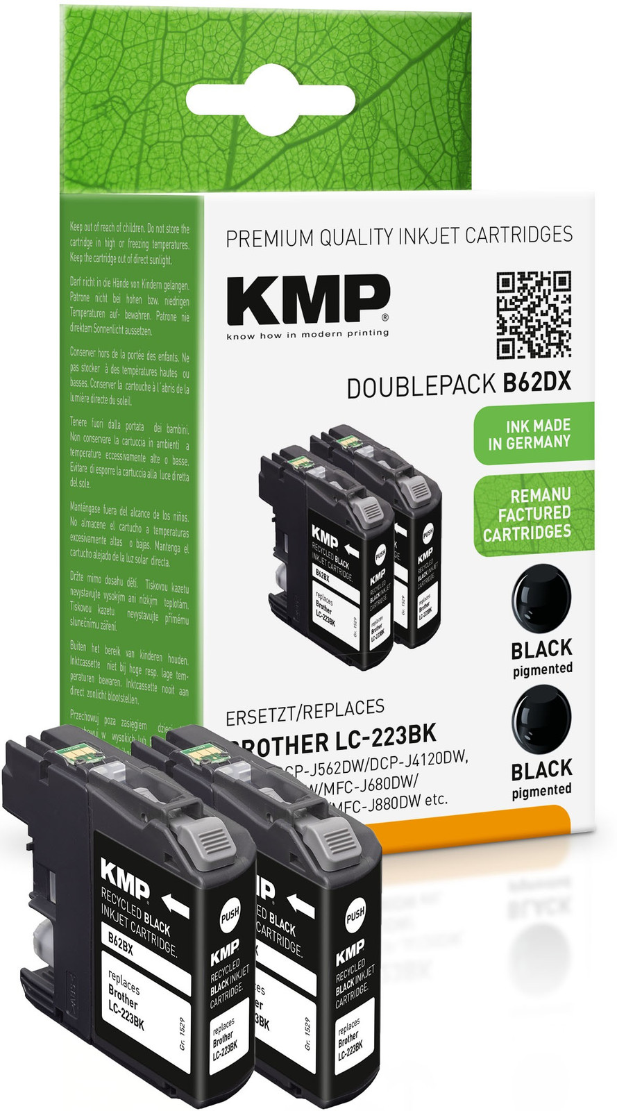 KMP Patrone Brother LC-223BK Black voor Dubbel Gebruik