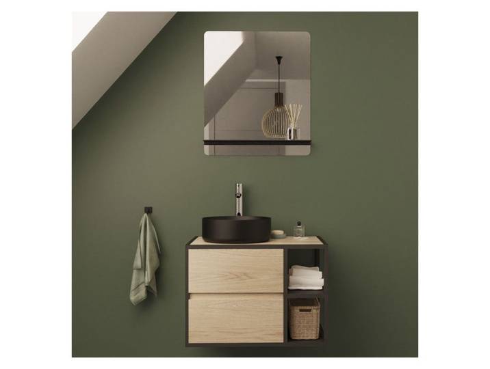 Ensemble meuble simple vasque EDISSON 70 cm + vasque + miroir