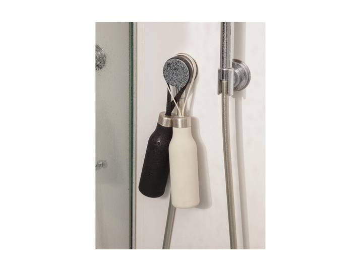Seifenspender EVA SOLO Citadel 250 ml , schwarz-weiss (sand), B:6cm H:20cm L:6cm, Dosierspender, Seifenspender, Praktischer Duschspender aus Silikon und Edelstahl