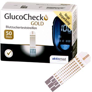 Aktivmed Blutzuckerteststreifen GlucoCheck Gold, für GlucoCheck Gold Messgeräte, 50 Stück