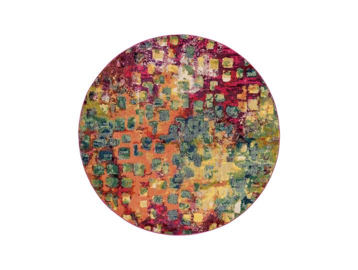 Kunstloft Teppich Casa Mehrfarbig ø 120 cm rund, Kunststoff, Patchwork, Rund, 120x1 cm, wasserabweisend, Teppiche & Böden, Teppich