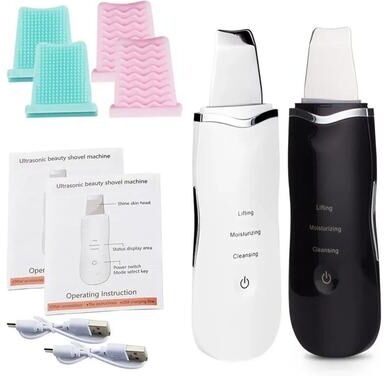 Useful Little Things Ultrasonic Skin Scrubber And Pore Peeling Spatula black White