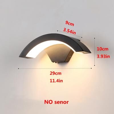 Silver Stone Store Waterproof PIR Motion Sensor Outdoor Wall Lamp, Modern Black Aluminum Wall Light For Garden Porch Front Door cold White 6500k no Pir Sensor