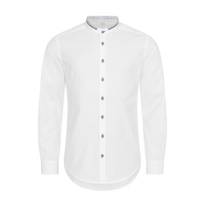 Trachtenhemd NÜBLER "Trachtenhemd Bertram", Herren, Gr. M, EURO, weiß, Obermaterial: 100% Polyester PES., Hemden Trachtenhemd