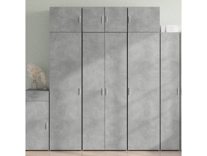 Gris Armoire haut/Vitrine haut - armoire console meuble de rangement gris béton 70 x 42 5 x 185cm - Bois d'ingénierie 9705870