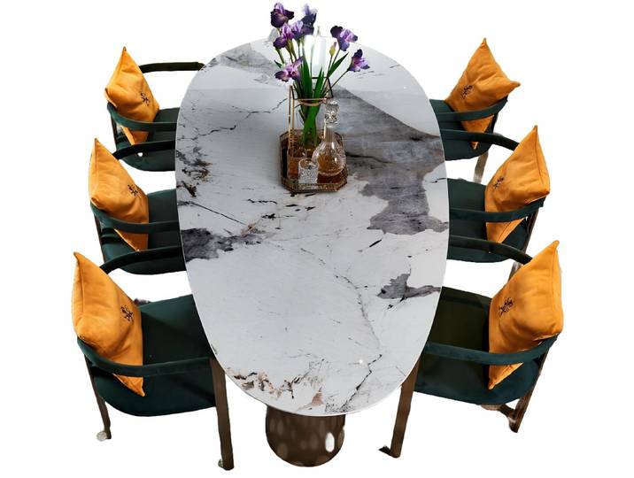 Xlmoebel Esstisch Marmor-Esstisch mit Edelstahlgestell – modernes Design für Eleganz (Esstisch), Hergestellt in Europa
