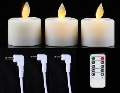 Uplift Treasures Rechargeable Moving Flame LED Tealight Candles With Remote Control 3pcs