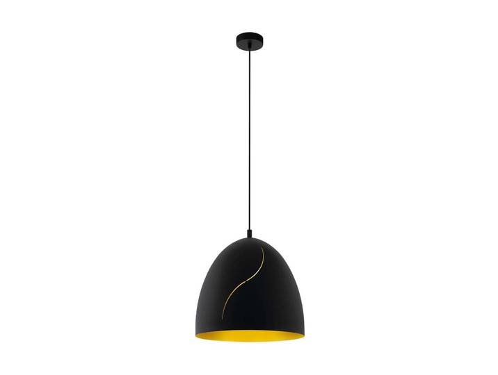 EGLO Lampe à suspendre Hunningham\, lampe à suspendre industrielle\, vintage\, lampe à suspendre en acier noir\, or\, lampe de table à manger\, lampe de salon\, E27\, Ø 40\,5 cm