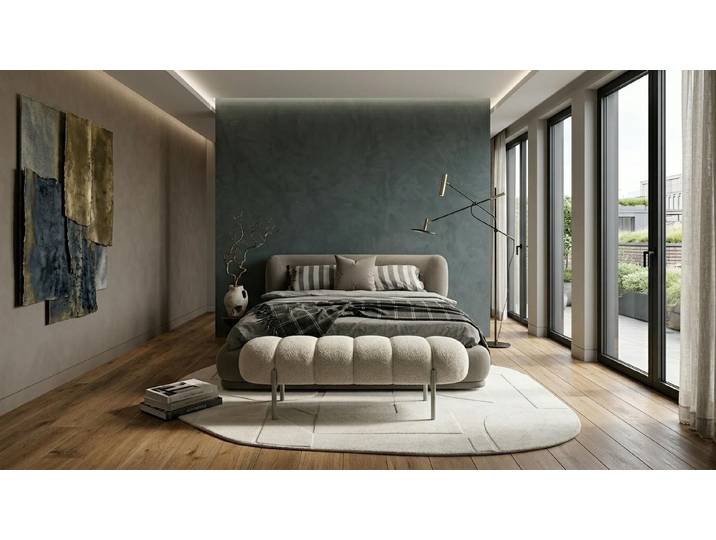Xlmoebel Schlafzimmer-Set Bett Bank Schlafzimmer Stil modern grau bequem komfortabel