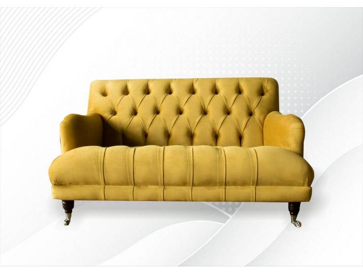 JVmoebel Chesterfield-Sofa Graue Stoff-Couch mit Knopf-Optik und pflegeleichtem Samtvelours, Packung, Made in Europa