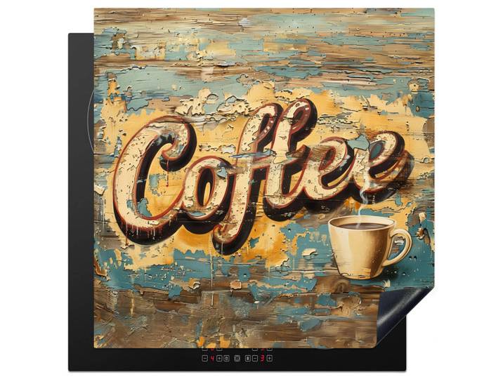 MuchoWow Herabdeckplatte - Kaffee - Vintage - Braun - Tasse - 78x78, Teakfarben, Kunststoff, Quadratisch, 78x78x0.2 cm, Geschirr, Tischkultur & Serviergeschirr, Servierplatten