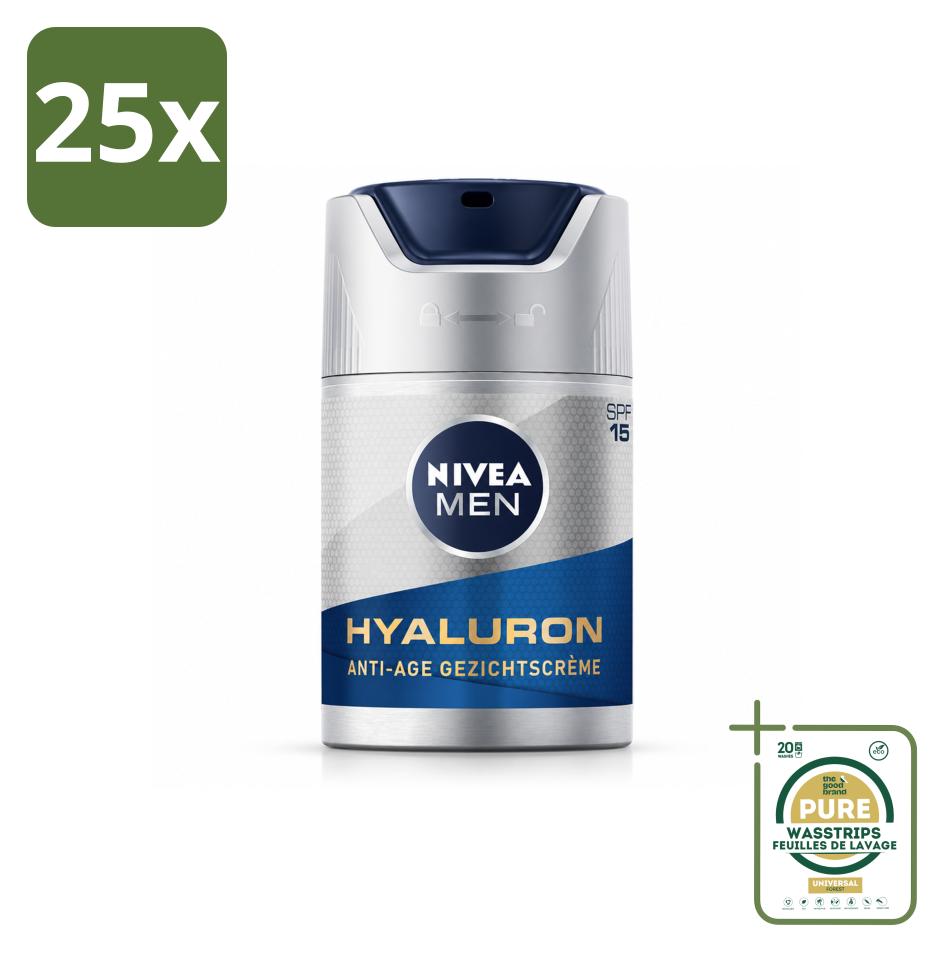 25 x NIVEA MEN Anti-Age Gesichtscreme mit LSF 15 - 50 ml - Vorratspackung - 25 Stücke