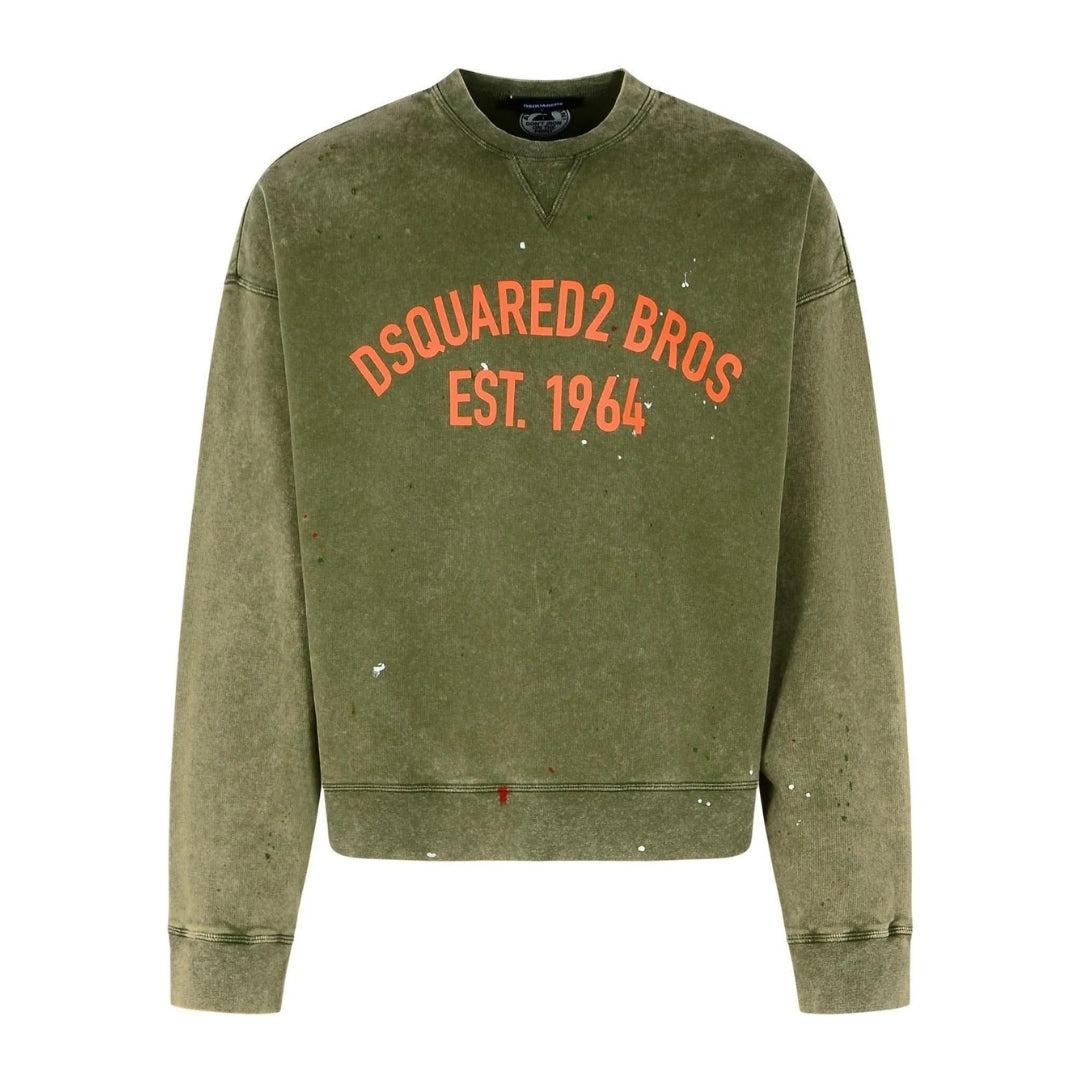Dsquared2 Bros Est 1964 Design Cypro Fit Militärgrünes Sweatshirt