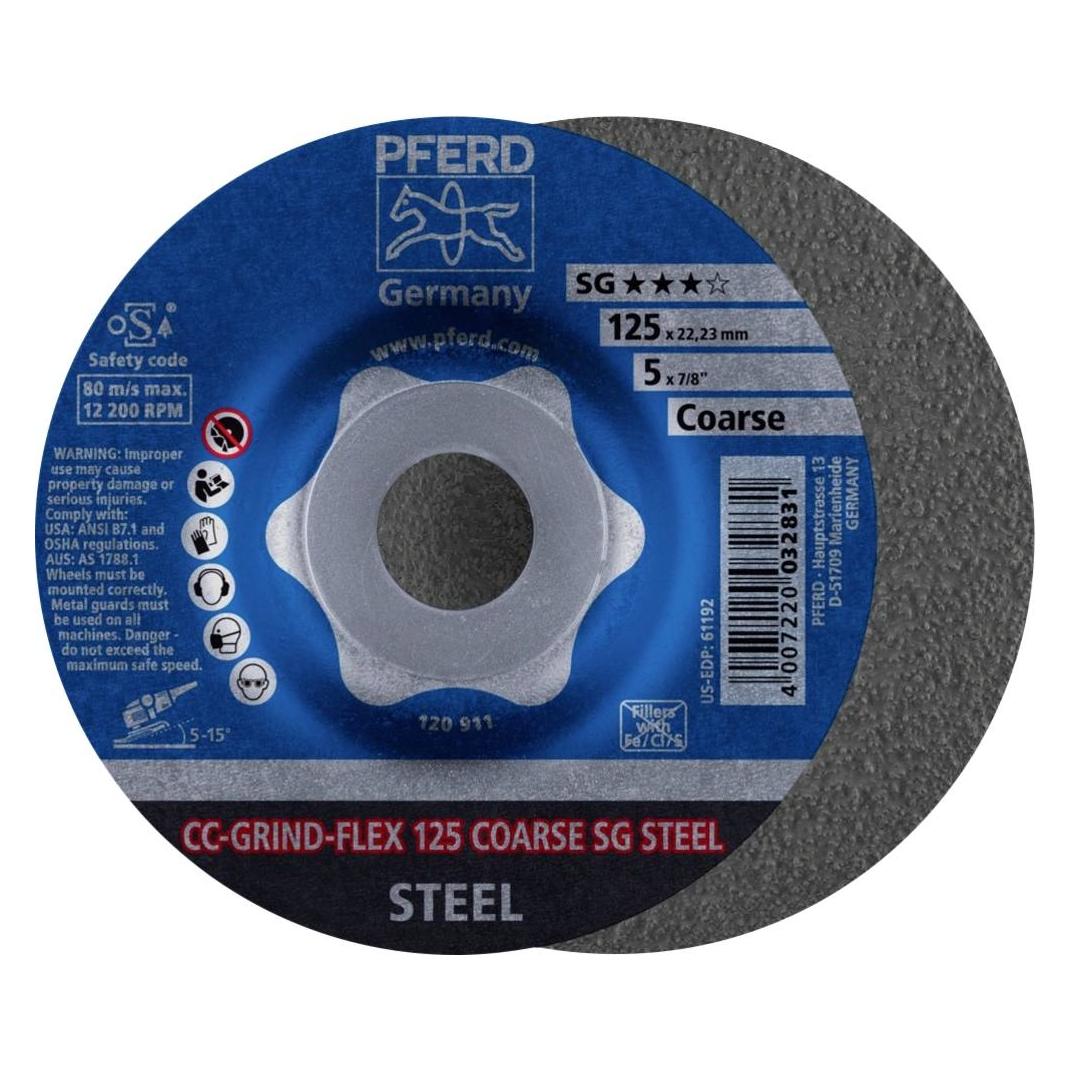 Pferd CC-GRIND-FLEX Schleifscheibe 125x22,23 mm COARSE Leistungslinie SG STEEL für Stahl (CC-GRIND-FLEX 125 SG STEEL COARSE)