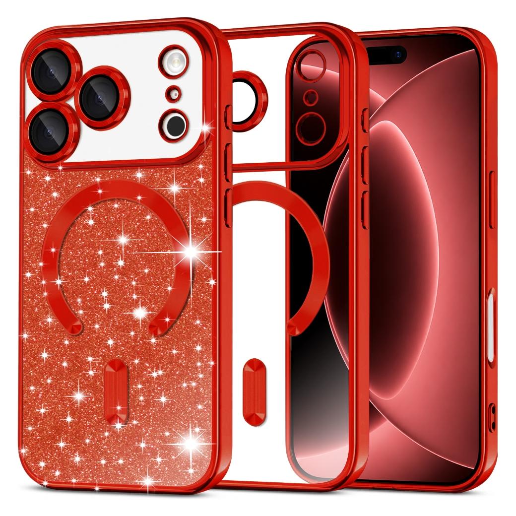 Techsuit - Luxury Glitter MagSafe - iPhone 18 Pro Max / iPhone 17 Pro Max - Red (Apple iPhone 17 Pro Max, Apple iPhone 18 Pro Max) (72059992)