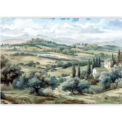 Artgeist, Tapete, Fototapete - Landscape with Green Fields and Trees Tuscan Sunny View