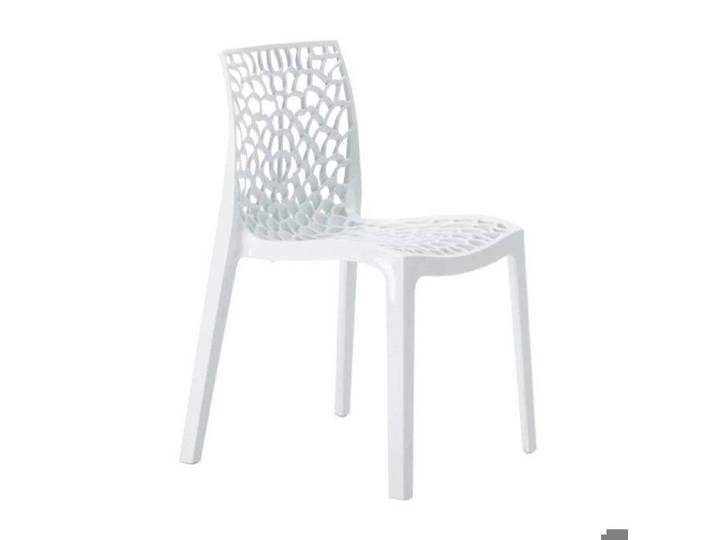 Chaise Polypropylène Design Nid d'Abeille de Jardin Bistrot Gruvyer Grand Soleil - Blanc