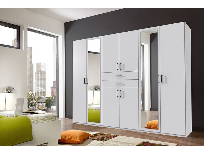 Drehtürenschrank 270cm Weiß/Weiß Schwarz