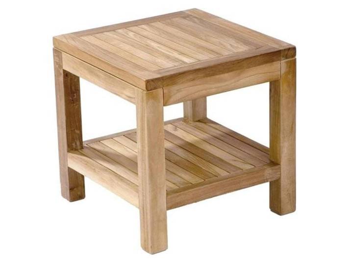 Zebra Lobby Kaffeetisch 45x45cm Teak mit Ablage