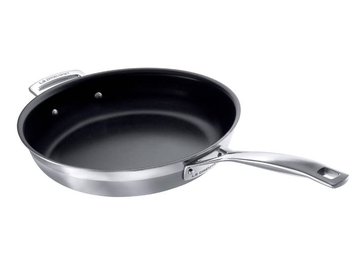 Bratpfanne LE CREUSET 3-PLY 28 cm , schwarz (schwarz, silberfarben), Ø:28cm, Pfannen, Bratpfanne