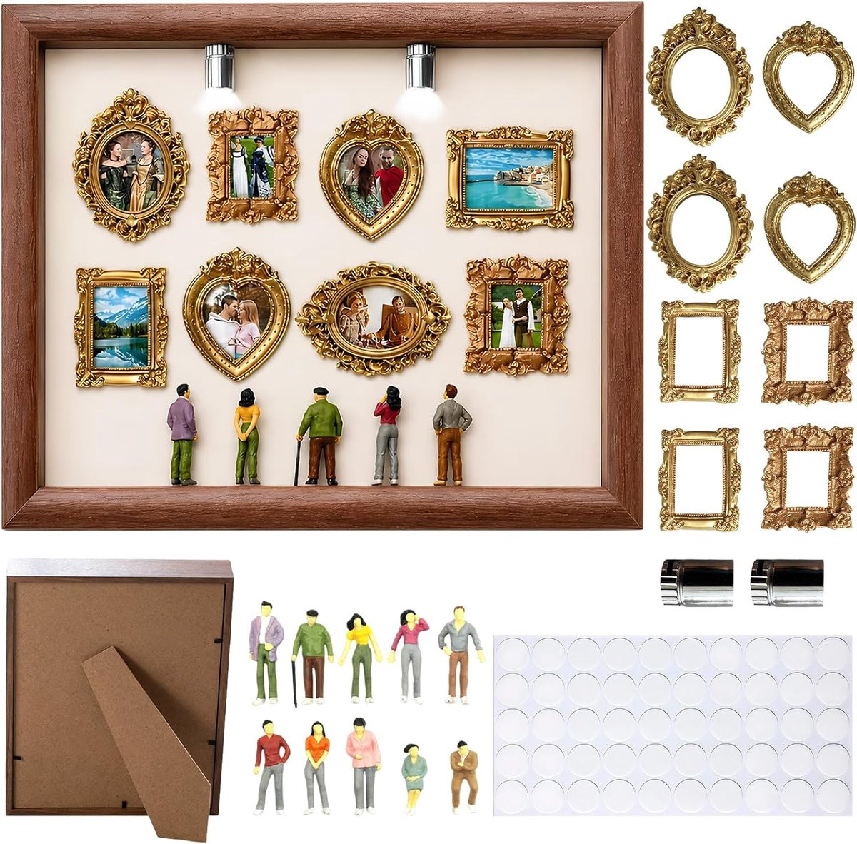 ShopVlot DIY mini museum set in retro stijl met 8 miniaturen en 2 LED-lampen