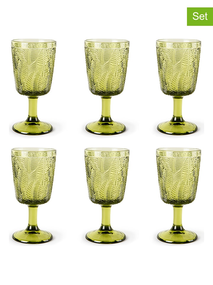Trendy Kitchen by EXCÉLSA 6er-Set: Gläser "Leaf" in Grün - 300 ml - onesize