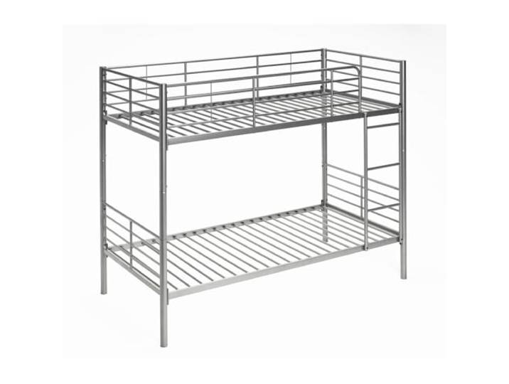 Befara ETAGENBETT TEILBAR Twins - Silber - 80 x 180 Praktisches und Robustes Metall-Etagenbett. In 2 Einzelbetten teilbar. Leiter inklusive. Komplettes Geländer.