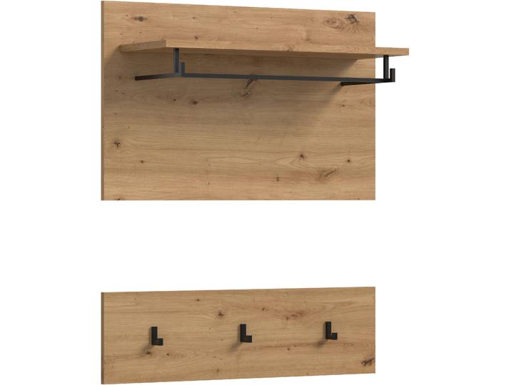 Garderobenpaneel HOME AFFAIRE REHAT, TOPSELLER, 2-teilig, bestehend aus: Paneel & Hakenleiste , braun (artisan nachbildung), B:80cm H:73cm T:27cm, Holzwerkstoff, Garderobenpaneele, Garderobenpaneel, Paneel, Hakenleiste, Wandboard, Garderobe, Garderobenleiste