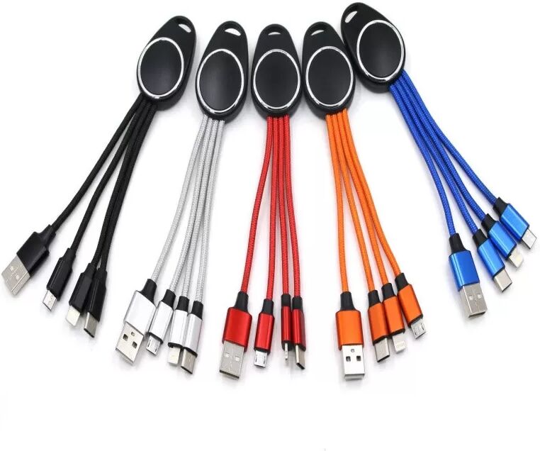 INF LED 5-in-1 Schlüsselanhänger mit Datenkabel Silber