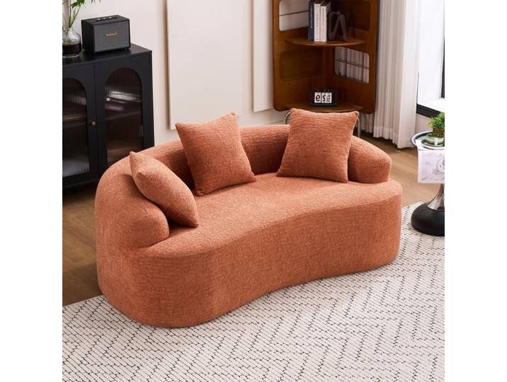 Canapé droit 2 places canapé compressé canapé modulable avec 3 coussins design moderne – Rose corail
