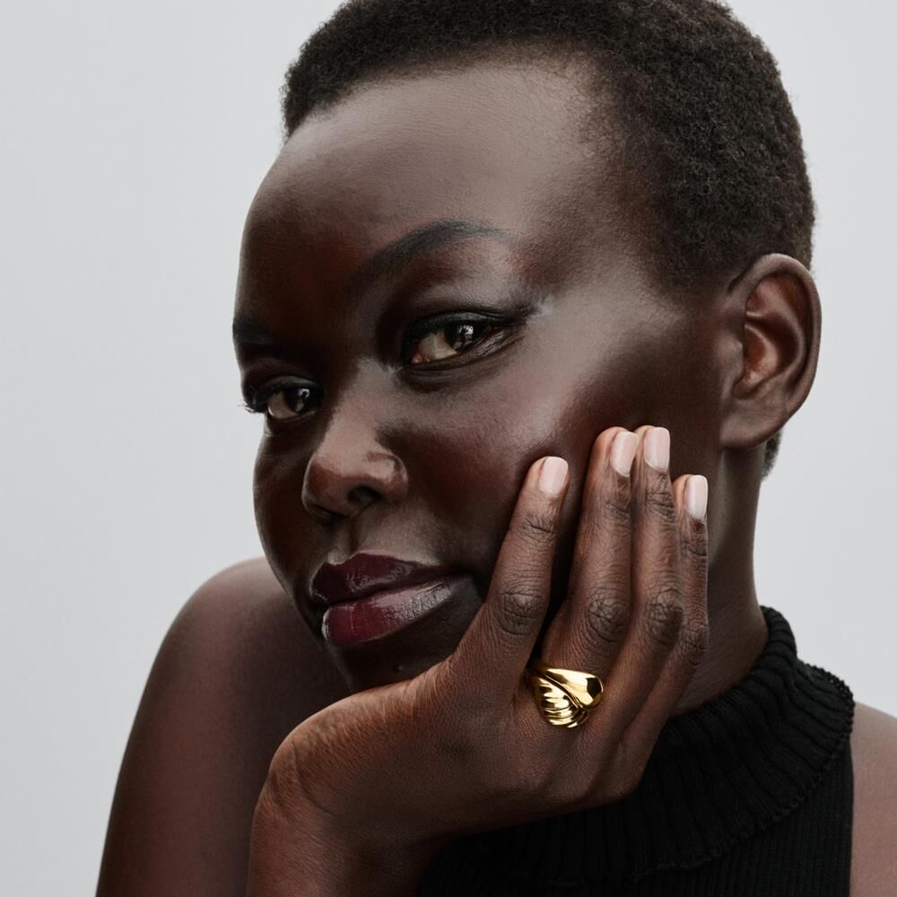 Pandora Kombinierbare wellige Damenringe, Essence, vergoldet gold