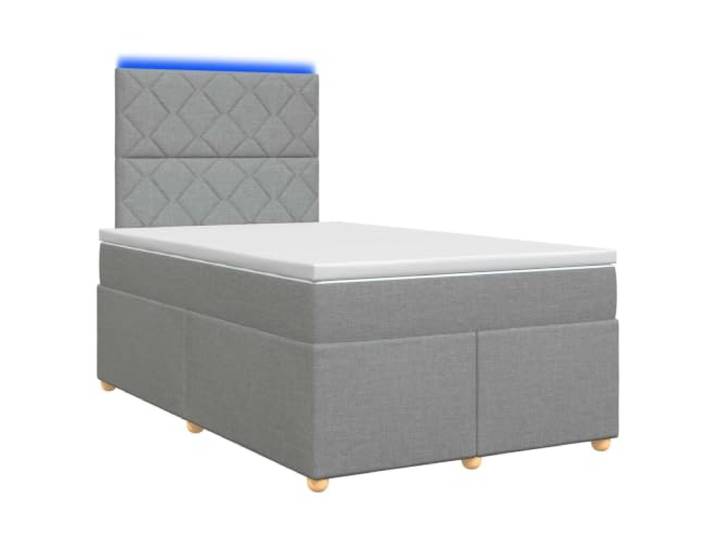 KTHLBRH Boxspringbett mit Matratze Hellgrau 120 x 190 cm Mehrfarbige USB-LED-Lichter,verstellbares Kopfteil aus Kiefer,Holzkonstruktion,Federkernmatratze