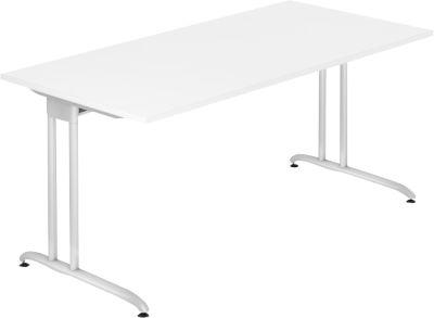 Schreibtisch TARA, C-Fuß, Rechteck, B 1600 x T 800 x H 720 mm, weiß