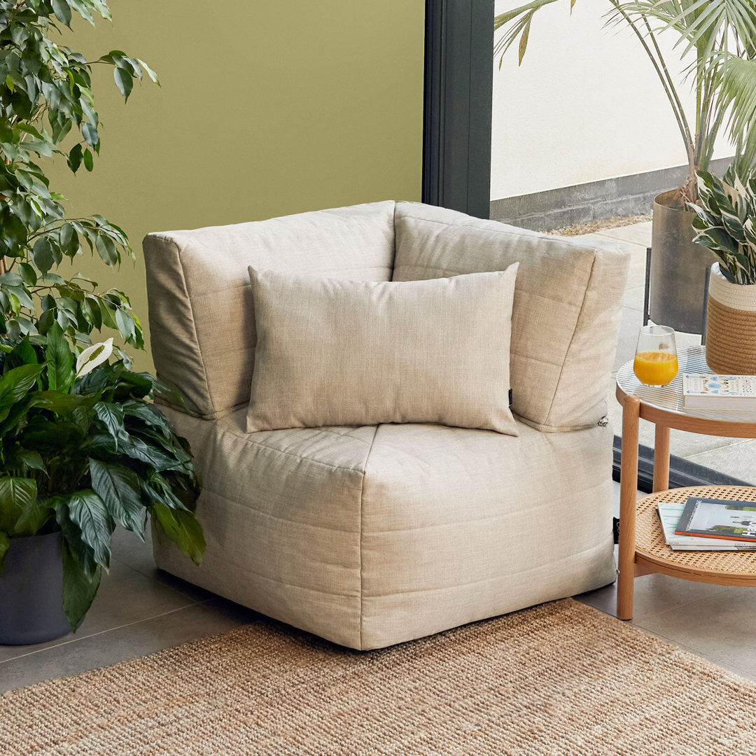 17 Stories icon Noa Modular Corner Bean Bag Chair, Outdoor Woven, Natural