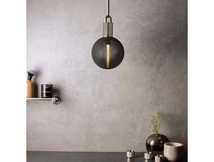 Glazen hanglamp Forked, dimbaar, alu / grijs / zink, Woon-/ Eetkamer, metaal, hanglamp