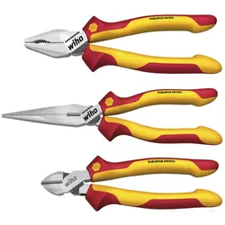 Wiha Zangen Set Industrial electric Kombi-, Flachrundzange, Seitenschneider 3-teilges Set - 38637