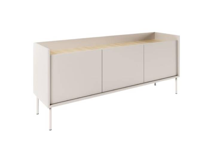 Selsey TV Lowboard 140 cm Modernes Lowboard Fernseher Kommode in Taupe Laminat, Metallbeine, Matte Oberfläche TV Unterschrank für Wohnzimmer Elegantes TV-Lowboard Design