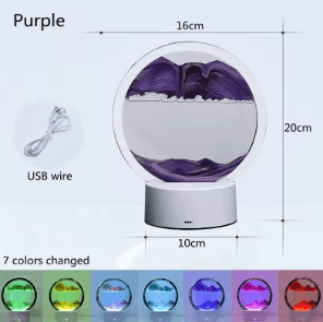 Uplift Curations 3D Quicksand LED Table Lamp Rotating Sand Art Night Light Decor purple