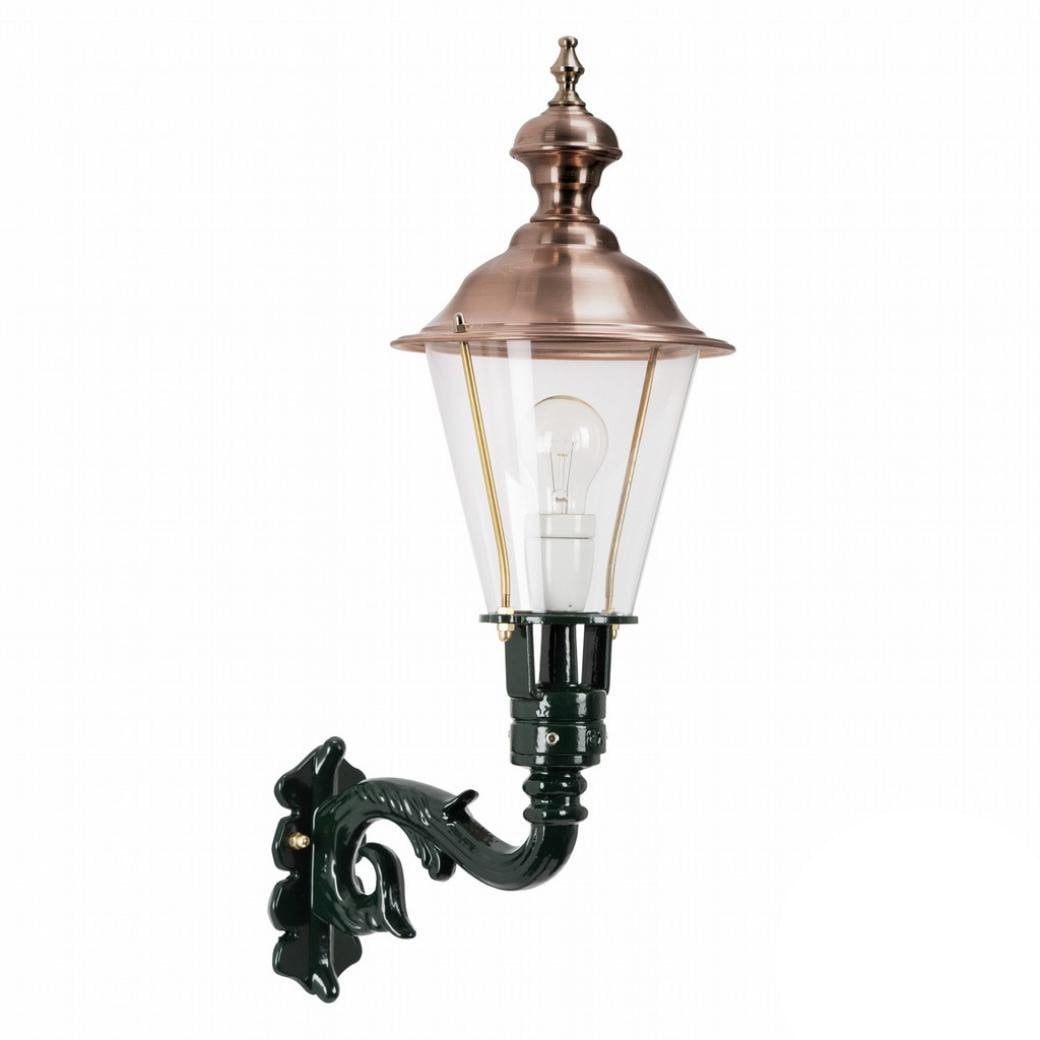 KS Verlichting Wandlamp Schardam Nostalgie Groen en Koper met Transparant Glas