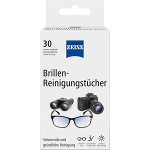 ZEISS Brillenputztücher Brillen-Reinigungstücher, feucht, 13 x 15 cm, aus Zellstoff, 30 Stück