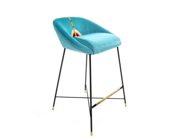 SELETTI tabouret rembourré TOILETPAPER STOOL (Drill - Tissu en polyester, Structure en bois, polyuréthane et métal)