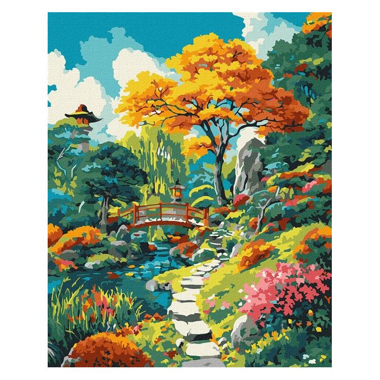 Ideyka Malen nach Zahlen - Herbstlicher japanischer Hinterhof 40 x 50 cm (KHO6413)